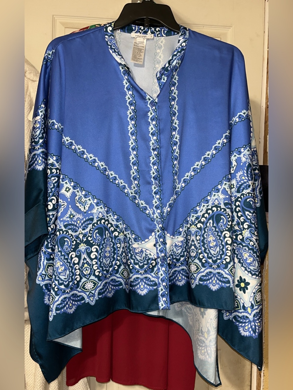 Chico's Blue Paisley Silk-Feel Tunic